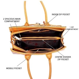 Hyatt Leather Accessories Full-Grain Natural Cro Leather Top-Handle satchel Tote Handbags & Shoulder Sling Bags For Women Office Branded Stylish