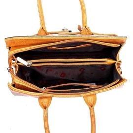 Hyatt Leather Accessories Full-Grain Natural Cro Leather Top-Handle satchel Tote Handbags & Shoulder Sling Bags For Women Office Branded Stylish