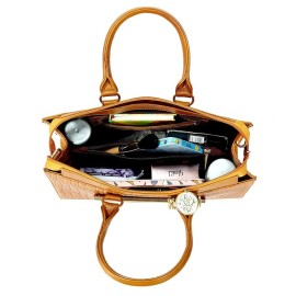 Hyatt Leather Accessories Full-Grain Cro Leather Top-Handle satchels Tote Handbags & Shoulder Sling Bags For Women Office (Mango Tan)