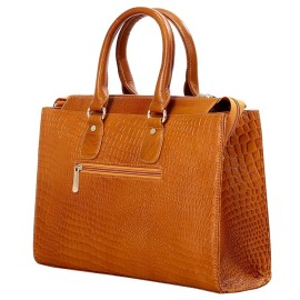 Hyatt Leather Accessories Full-Grain Cro Leather Top-Handle satchels Tote Handbags & Shoulder Sling Bags For Women Office (Mango Tan)