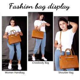 Hyatt Leather Accessories Full-Grain Cro Leather Top-Handle satchels Tote Handbags & Shoulder Sling Bags For Women Office (Mango Tan)