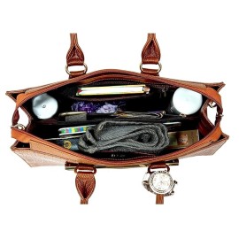 Hyatt Leather Accessories Full-Grain Cro Leather Top-Handle satchels Tote Handbags & Shoulder Sling Bags For Women Office (Tan)