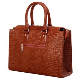Hyatt Leather Accessories Full-Grain Cro Leather Top-Handle satchels Tote Handbags & Shoulder Sling Bags For Women Office (Tan)