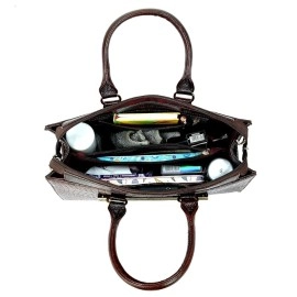 Hyatt Leather Accessories Full-Grain Cro Leather Top-Handle satchels Tote Handbags & Shoulder Sling Bags For Women Office (Brown)