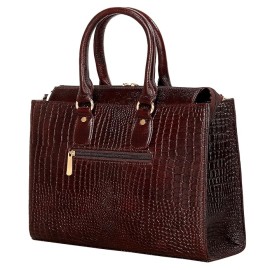 Hyatt Leather Accessories Full-Grain Cro Leather Top-Handle satchels Tote Handbags & Shoulder Sling Bags For Women Office (Brown)