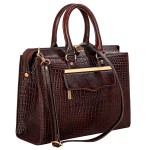 Hyatt Leather Accessories Full-Grain Cro Leather Top-Handle satchels Tote Handbags & Shoulder Sling Bags For Women Office (Brown)