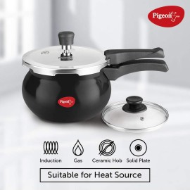 Pigeon Titanium Hard Anodised Aluminium Outer Lid Handi Pressure Cooker, 3 Litres, Black