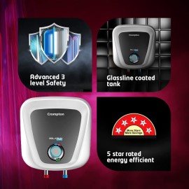 Crompton Solarium Care 15-L 5 Star Storage Water Heater (Geyser) with Rust Proof Plastic Body (White),Free Pipe