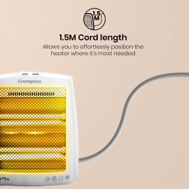Crompton Comfy Plus 800 Watt Quartz Room Heater with 2 Heat Setting Handle to carry Neon Lamp indicator