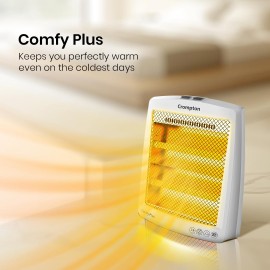 Crompton Comfy Plus 800 Watt Quartz Room Heater with 2 Heat Setting Handle to carry Neon Lamp indicator