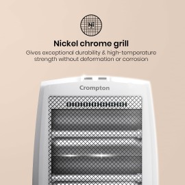 Crompton Comfy Plus 800 Watt Quartz Room Heater with 2 Heat Setting Handle to carry Neon Lamp indicator