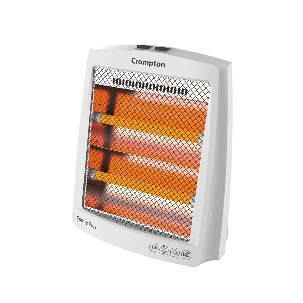 Crompton Comfy Plus 800 Watt Quartz Room Heater with 2 Heat Setting Handle to carry Neon Lamp indicator