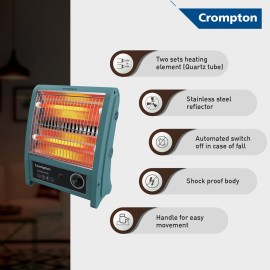 Crompton Insta Comfy 800 Watt Room Heater with 2 Heat Settings(Grey Blue)