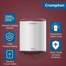 Crompton Versa ASWH-3515 15-Litre 5 Star Rated Storage Water Heater Geyser (White),Wall