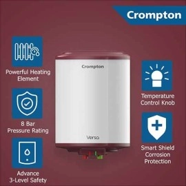 Crompton Versa ASWH-3515 15-Litre 5 Star Rated Storage Water Heater Geyser (White),Wall