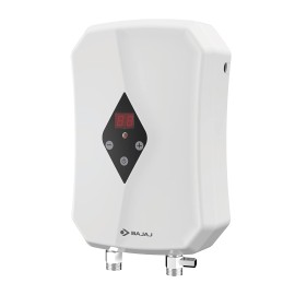 Bajaj 5.5Kw Tankless Instant Water Geyser Slim Digital Temperature Geyser, White Perfect Solution For Kitchen Hot Water Need Continuous Hot Water 2 Years Warranty