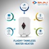 Bajaj 5.5Kw Tankless Instant Water Geyser Slim Digital Temperature Geyser, White Perfect Solution For Kitchen Hot Water Need Continuous Hot Water 2 Years Warranty
