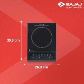 Bajaj Majesty ICX Neo 1600W Induction Glass Ceramic Cooktop With Pan Sensor And Voltage Pro Technology, Black