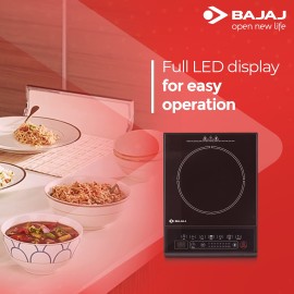 Bajaj Majesty ICX Neo 1600W Induction Glass Ceramic Cooktop With Pan Sensor And Voltage Pro Technology, Black