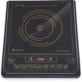 Bajaj Popular Ultra 1400W Induction Cooktop with Pan Sensor and Voltage Pro Technology, Black, Radiant