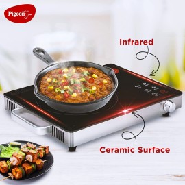 Pigeon Radiant Infrared Cooktop 2000 Watt, Compatible for all cooking utensils, Black, Medium