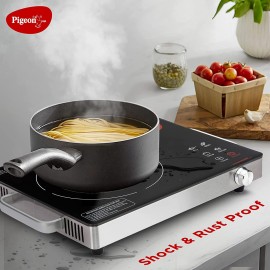 Pigeon Radiant Infrared Cooktop 2000 Watt, Compatible for all cooking utensils, Black, Medium