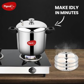 Pigeon Stainless Steel Idly Maker 4 Plates Compatible with Induction and Gas Stove