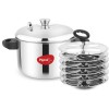 Pigeon Stainless Steel Idly Maker 6 Plates Compatible with Induction and Gas Stove