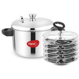Pigeon Stainless Steel Idly Maker 6 Plates Compatible with Induction and Gas Stove