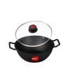 Pigeon Cast Iron Kadai with Glass Lid Medium, 26 cm Naturally Nonstick