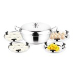 Pigeon Steelo Multipurpose Stainless Steel Kadai 5L, 280mm with Stainless Base