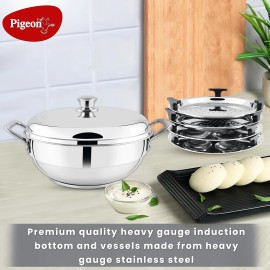 Pigeon Steelo Multipurpose Stainless Steel Kadai 5L, 280mm with Stainless Base