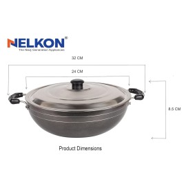 Maharaja Whiteline Belenus 4 Burner GS-111 Gas Cooktop + Maharaja Mixtron DLX Mixer Grinder with 3 jars 750W + Maharaja Whiteline 25 Ltr White and Blue Storage Water Geyser Cuatro + Nelkon Nonstick Deep Kadhai (Large 235 mm)