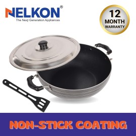 Maharaja Whiteline Belenus 4 Burner GS-111 Gas Cooktop + Maharaja Mixtron DLX Mixer Grinder with 3 jars 750W + Maharaja Whiteline 25 Ltr White and Blue Storage Water Geyser Cuatro + Nelkon Nonstick Deep Kadhai (Large 235 mm)