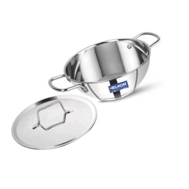 Nelkon Zeon IB Deep Kadai (with Lid) 24 Cm, Triply Base, Heavy Bottom