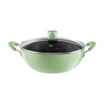 Nirlep NutriHealth Pro Induction Deep Kadai 24 with Glass Lid 3L Patented Silver Ion Coating Metal-Spoon Friendly Soft Touch Handle Multi-Purpose Deep Kadhai 18 month Guarantee