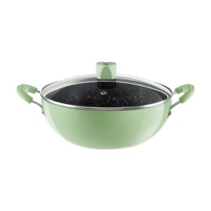 Nirlep NutriHealth Pro Induction Deep Kadai 24 with Glass Lid 3L Patented Silver Ion Coating Metal-Spoon Friendly Soft Touch Handle Multi-Purpose Deep Kadhai 18 month Guarantee