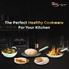 Nirlep NutriHealth Pro Induction Deep Kadai 24 with Glass Lid 3L Patented Silver Ion Coating Metal-Spoon Friendly Soft Touch Handle Multi-Purpose Deep Kadhai 18 month Guarantee