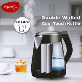Pigeon Spark 1.2 ltr double walled kettle,Stainless Steel interior-Cool touch outer body with keep warm feature(black, 1500 watts)