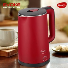 Pigeon Evoke Electric Kettle with Stainless Steel Body, 1.8 litre, used for boiling Water, making tea and coffee, instant noodles, soup etc. (Red)