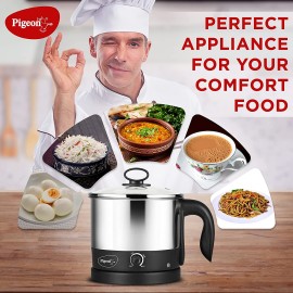 Pigeon Kessel Multipurpose Kettle 1.2 litres with Stainless Steel Body,600 Watt (Black & Silver)