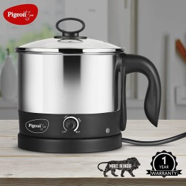 Pigeon Kessel Multipurpose Kettle 1.2 litres with Stainless Steel Body,600 Watt (Black & Silver)