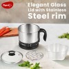 Pigeon 1.5 Liters Multipurpose Kessel 3 in 1 Value Pack, Multi Cooker, Idli Stand with 3 Plates, Steamer With Stainless Steel Stand (Black & silver)
