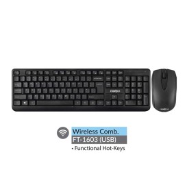 Frontech FT-1603 Wireless Keyboard and Optical Wired Mouse Combo USB Receiver (Black)