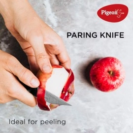 Pigeon Angular Holder Shears Kitchen Knifes 6 Piece Set with Wooden Block (Stainless Steel)
