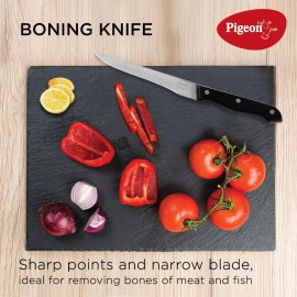 Pigeon Angular Holder Shears Kitchen Knifes 6 Piece Set with Wooden Block (Stainless Steel)