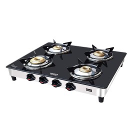 Maharaja Whiteline Belenus 4 Burner GS-111 Gas Cooktop + Maharaja Mixtron DLX Mixer Grinder with 3 jars 750W + Maharaja Whiteline 25 Ltr White and Blue Storage Water Geyser Cuatro + Nelkon Nonstick Deep Kadhai (Large 235 mm)