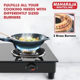 Maharaja Whiteline Belenus Neo Gas Cooktop-3 Burners + Maharaja Whiteline Mark 1 Classic Juice Extractor, 450 Watt + Maharaja Superion 18DX Induction + Nelkon Non-Stick Dosa Tawa 275