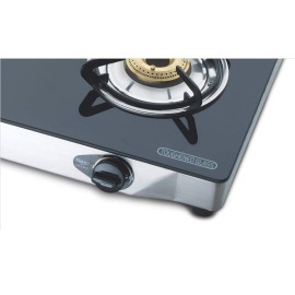 Bajaj CGX3, 3-Burner Open Stainless Steel Glass, ISI Certified, Gas Stove (Black/Silver, Manual Ignition)