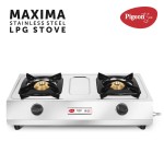 Pigeon Favourite Maxima Stainless Steel 2 Burner Gas Stove, Manual Ignition, standard (Silver)